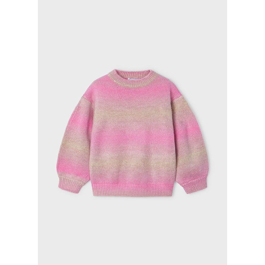 Mayoral Pink & Tan Gradient Striped Sweater-MAYORAL-Little Giant Kidz