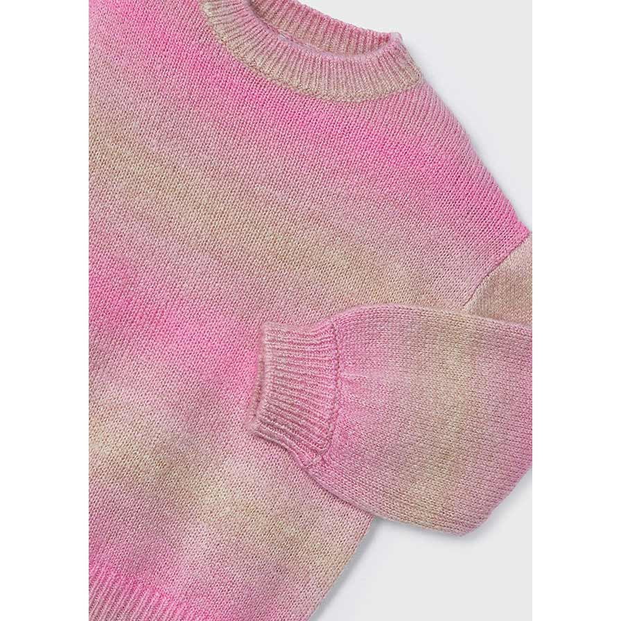 Mayoral Pink & Tan Gradient Striped Sweater-MAYORAL-Little Giant Kidz