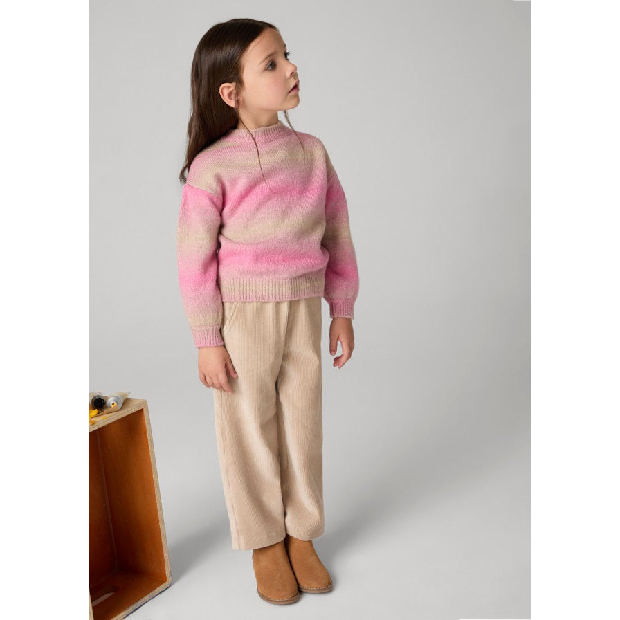 Mayoral Pink & Tan Gradient Striped Sweater-MAYORAL-Little Giant Kidz