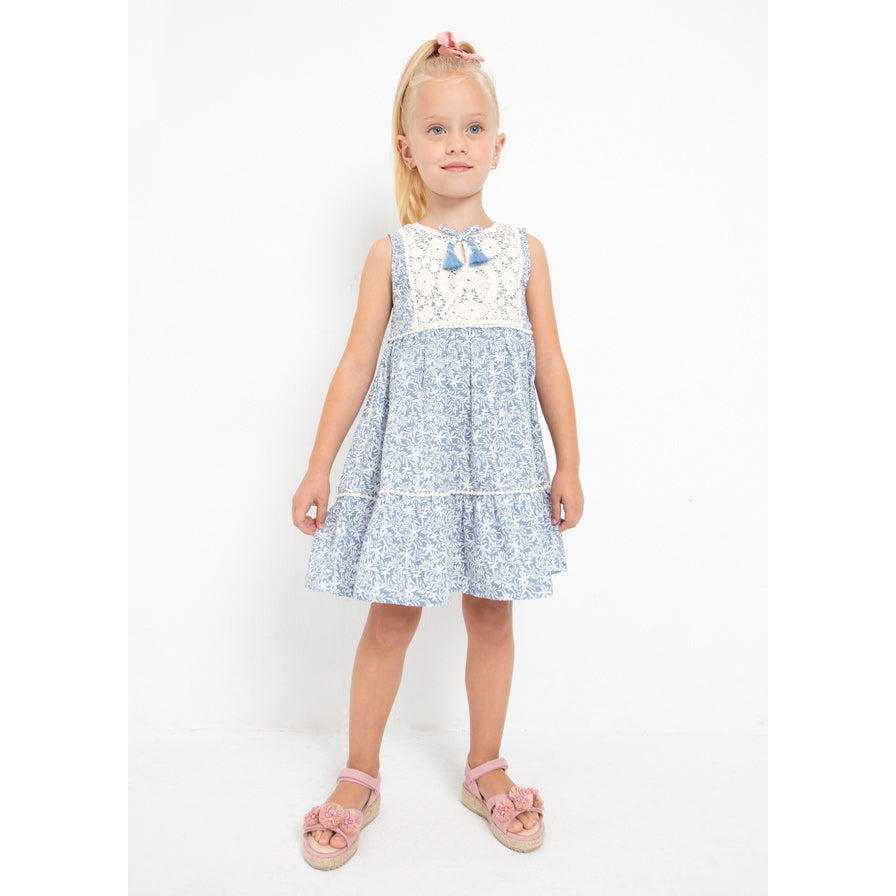 Mayoral Porcelain Crochet Motif Cotton Dress-MAYORAL-Little Giant Kidz