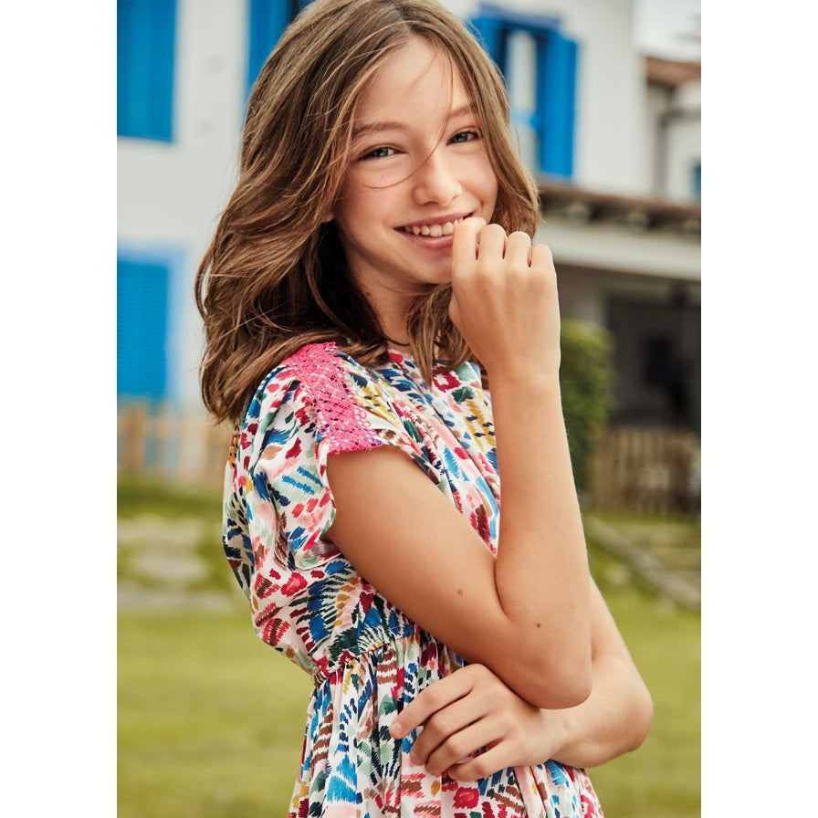 Mayoral Printed Cotton Dress-MAYORAL-Little Giant Kidz