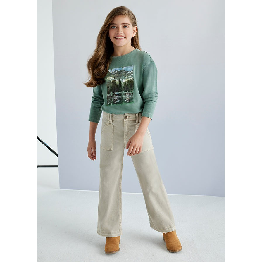 Mayoral Sepia Flared Twill Pants-MAYORAL-Little Giant Kidz