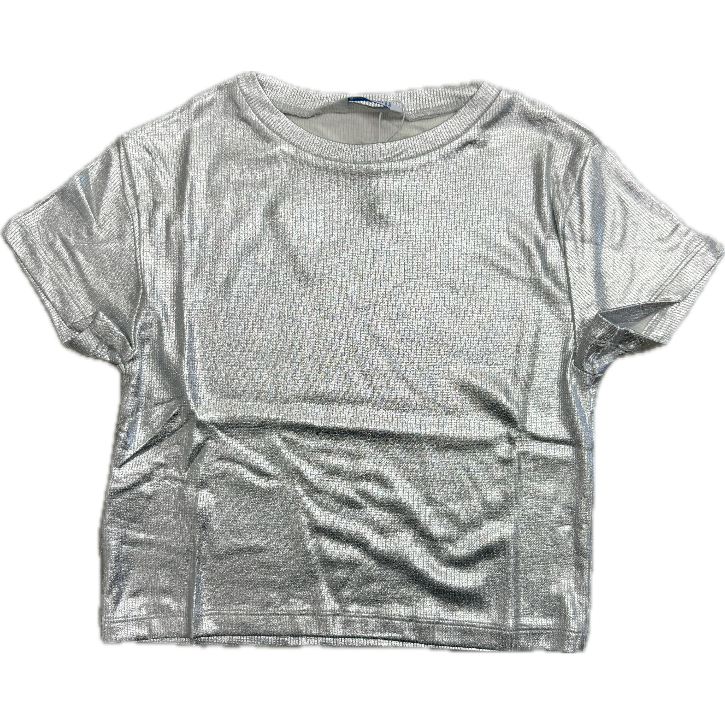 Mayoral Silver Short Sleeve Ribbed Shirt-MAYORAL-Little Giant Kidz