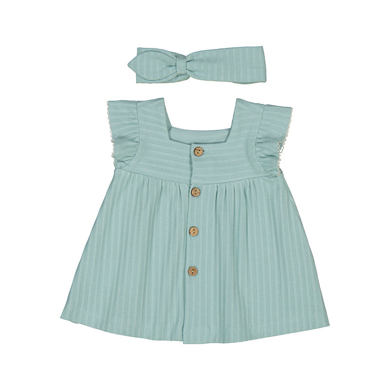 Mayoral Solid Jade Dress with Headband-MAYORAL-Little Giant Kidz