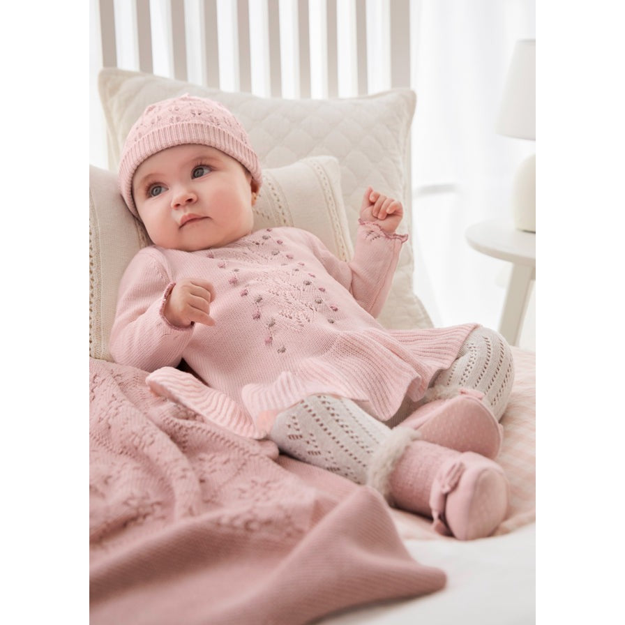 Mayoral Sugar Pink Knit Dress & Hat Set-MAYORAL-Little Giant Kidz