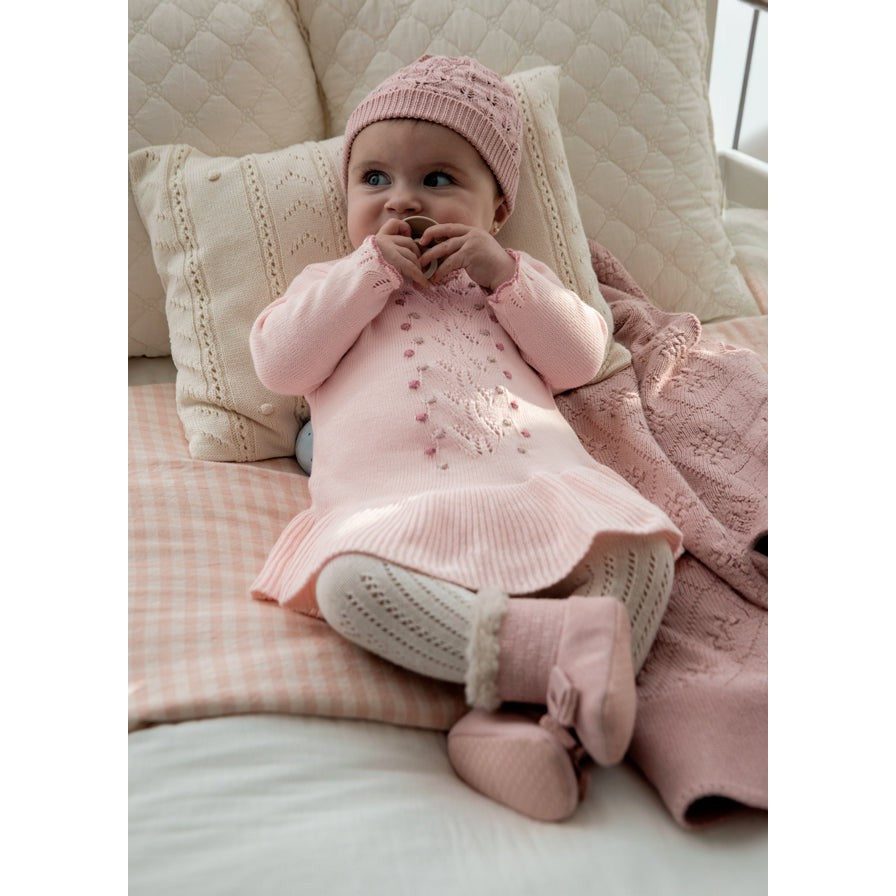 Mayoral Sugar Pink Knit Dress & Hat Set-MAYORAL-Little Giant Kidz