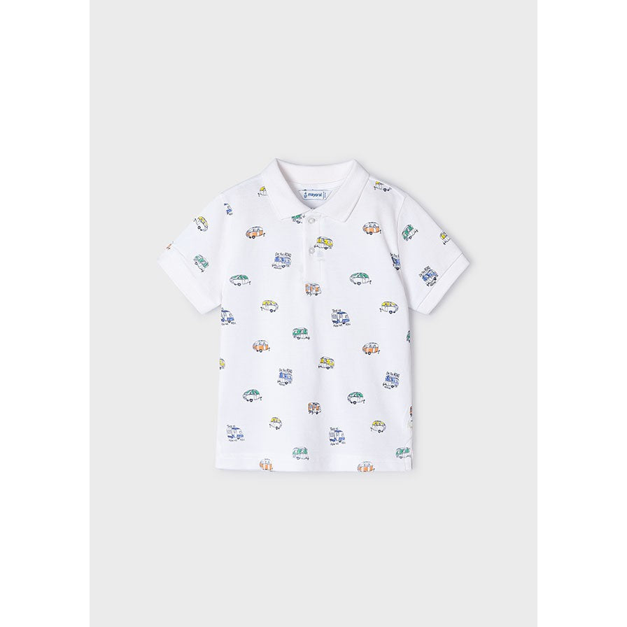 Mayoral White Printed Polo-MAYORAL-Little Giant Kidz