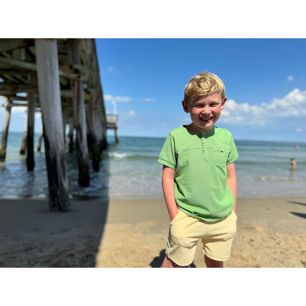 Me & Henry Boardwalk Henley Tee-Green Pique-ME & HENRY-Little Giant Kidz