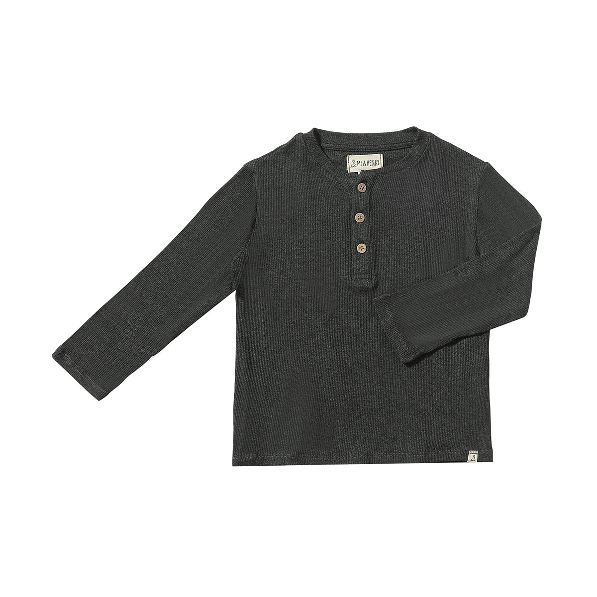 Me & Henry Charcoal Adams Ribbed Henley Shirt-ME & HENRY-Little Giant Kidz