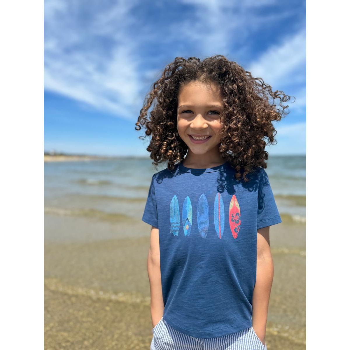 Me & Henry Falmouth Printed Tee- Navy Surfboards-ME & HENRY-Little Giant Kidz