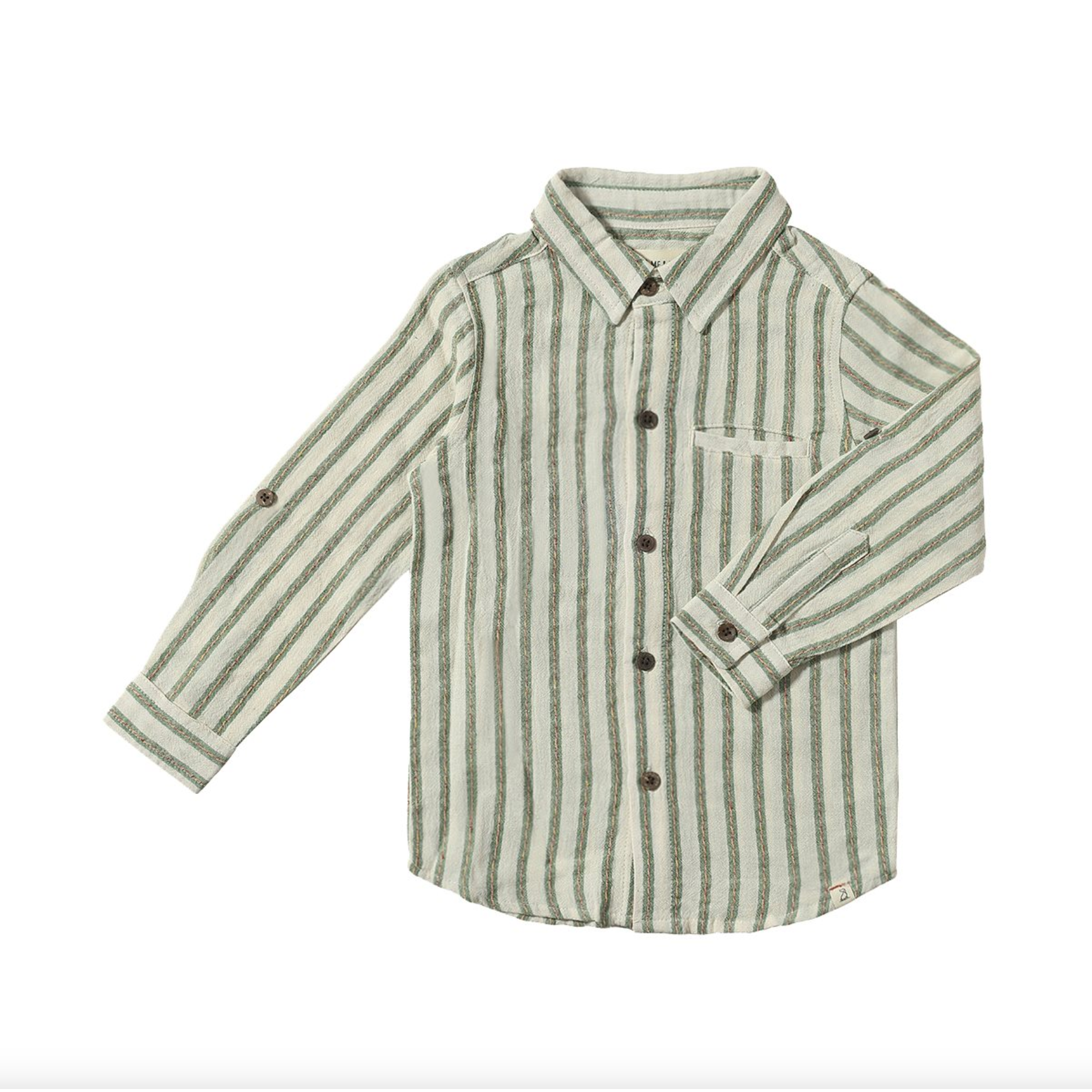 Me & Henry Green & Cream Stripe Atwood Woven Shirt-ME & HENRY-Little Giant Kidz