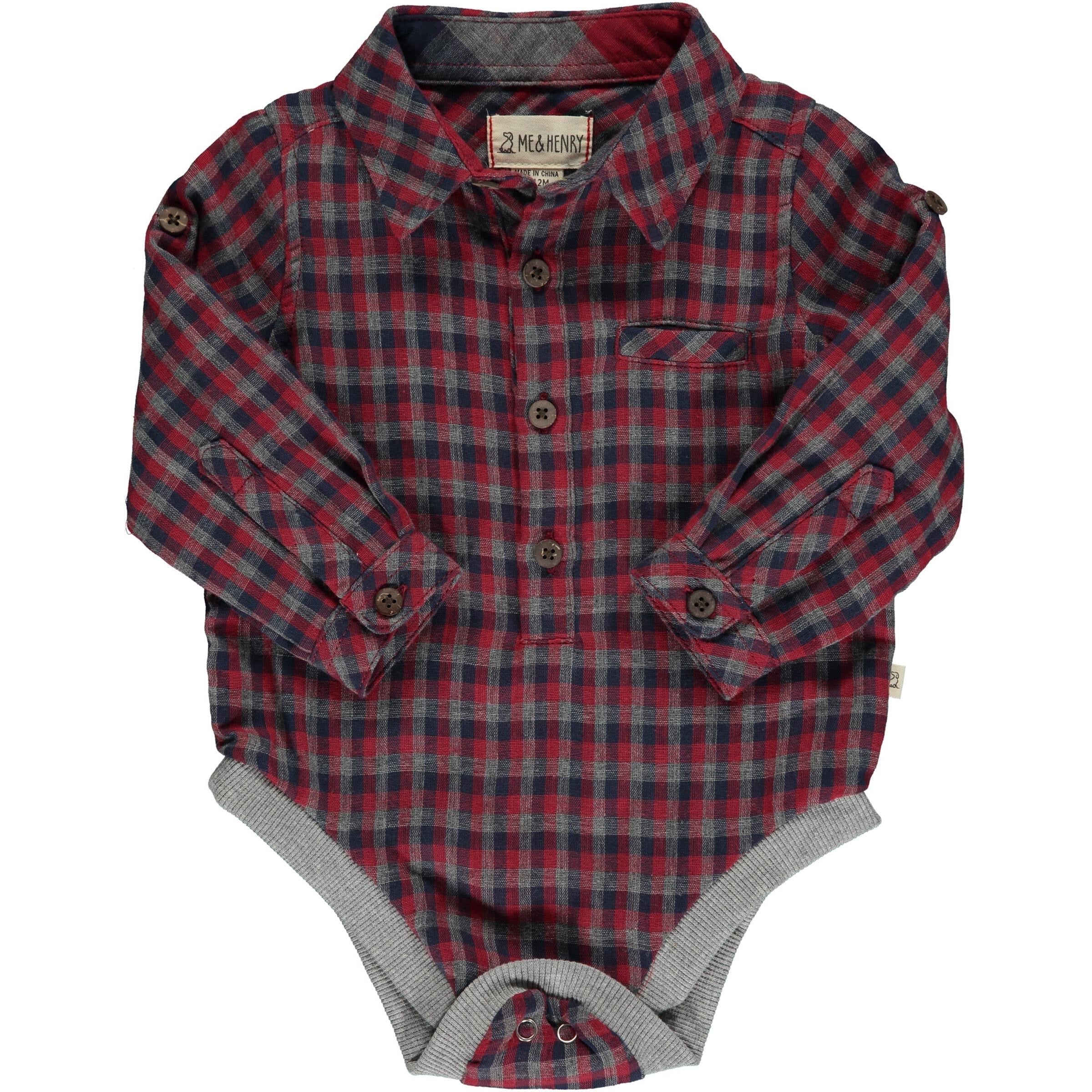 Red plaid baby store onesie