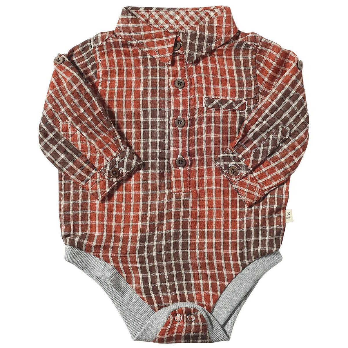 Me & Henry Rust Plaid Jasper Woven Onesie-ME & HENRY-Little Giant Kidz