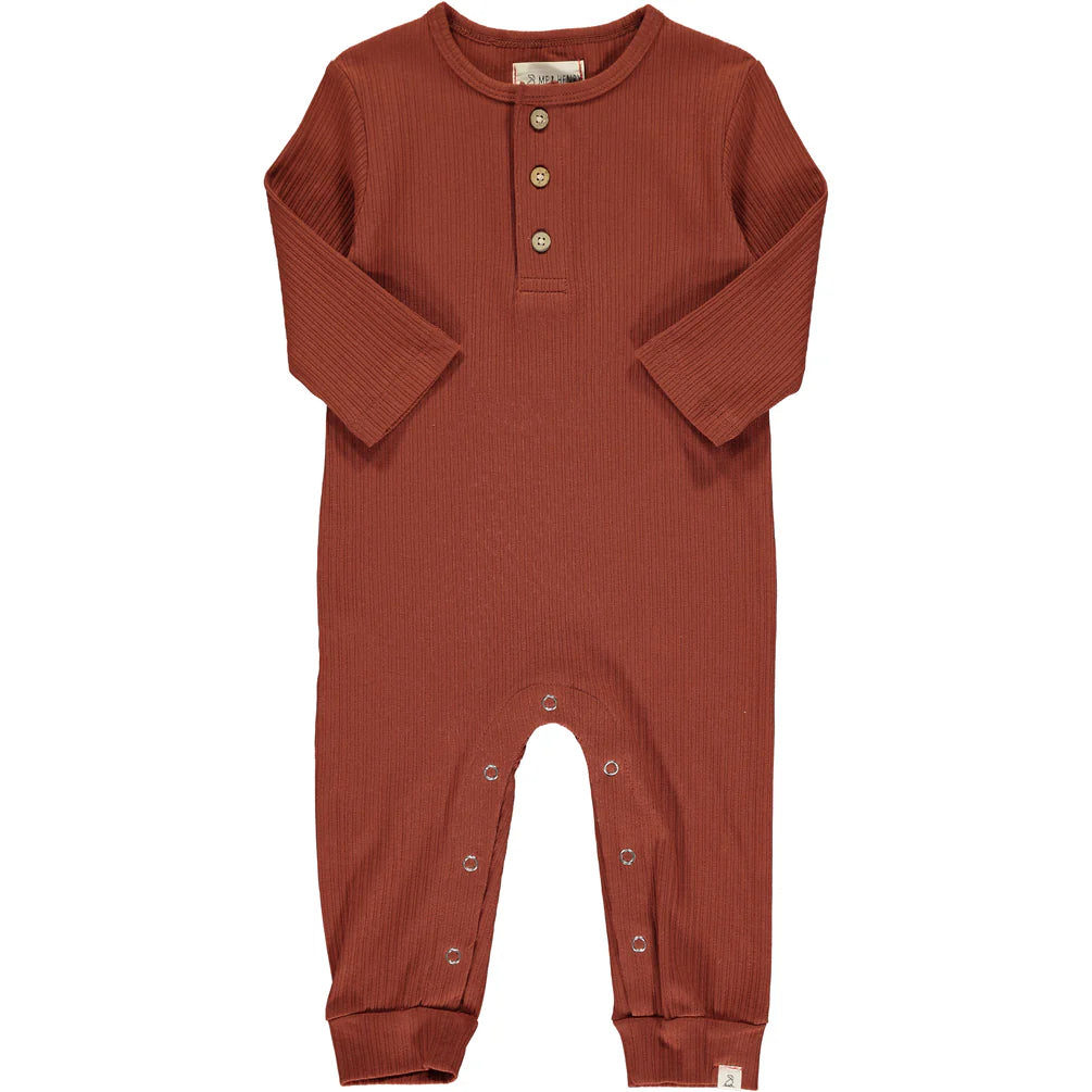 Me & Henry Rust Ribbed Mason Romper-ME & HENRY-Little Giant Kidz