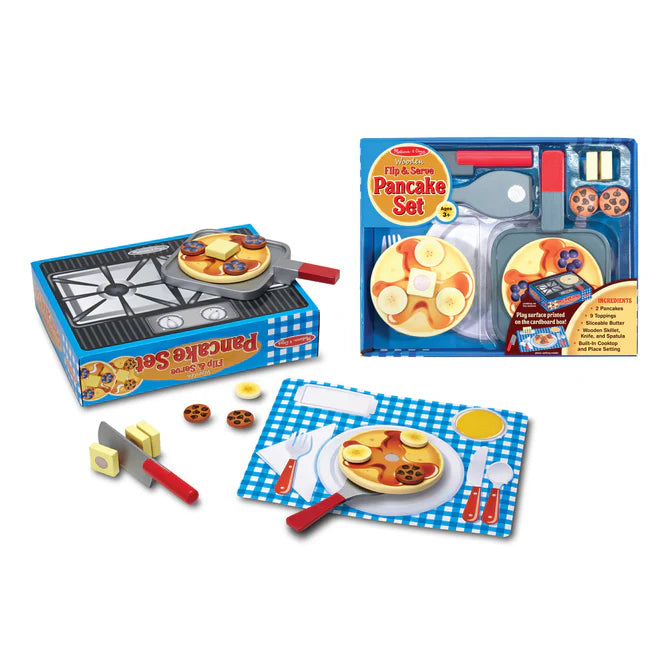 Melissa & Doug Flip & Serve Pancake Set - Wooden Play Food-MELISSA & DOUG-Little Giant Kidz