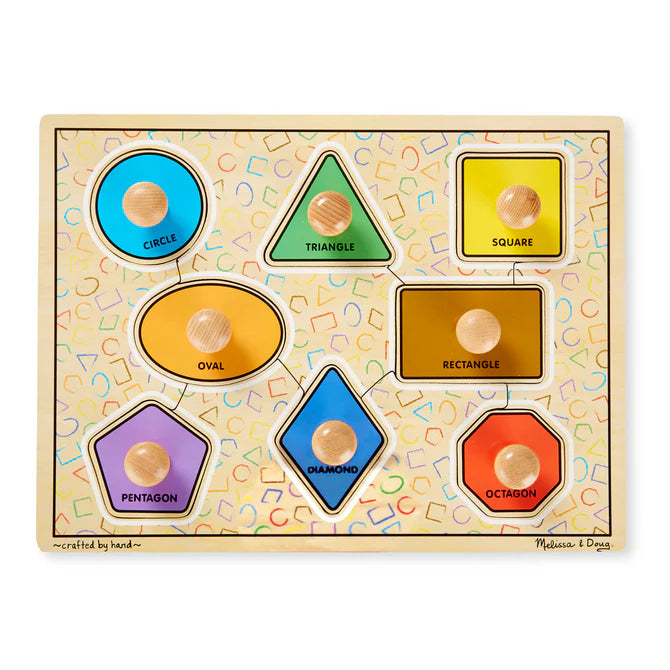 Melissa & Doug Jumbo Knob Deluxe Wooden Puzzle - Geometric Shapes (8 pcs)-MELISSA & DOUG-Little Giant Kidz