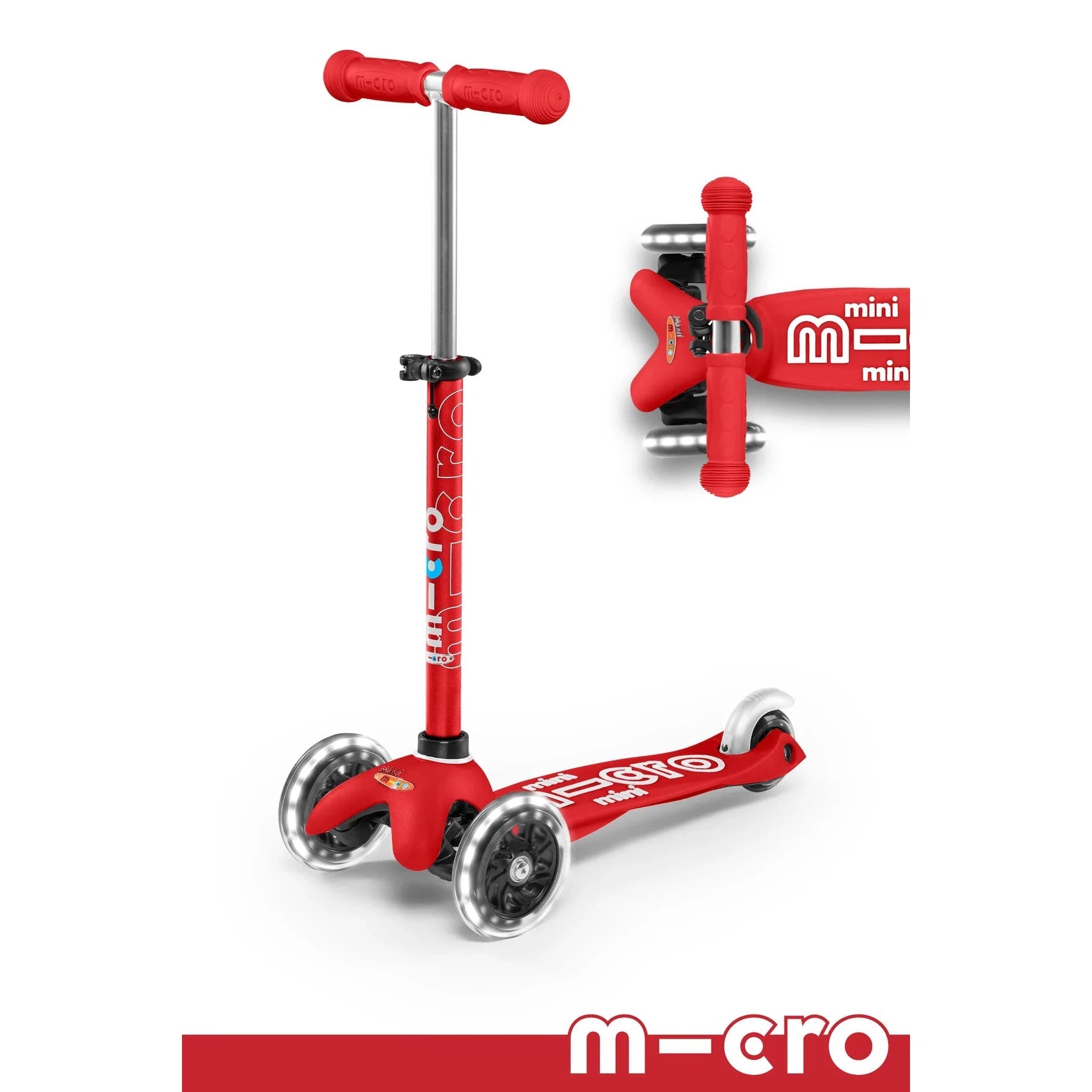 Micro Mini Deluxe LED Scooter - Red-MICRO KICKBOARD-Little Giant Kidz