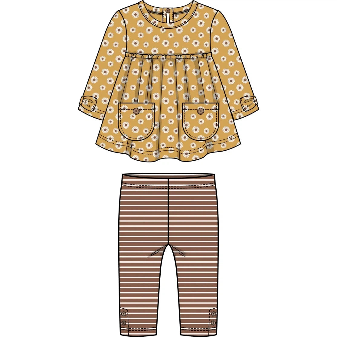 Mini Bamba Sunflower Print Tunic with Legging-MINI BAMBA-Little Giant Kidz