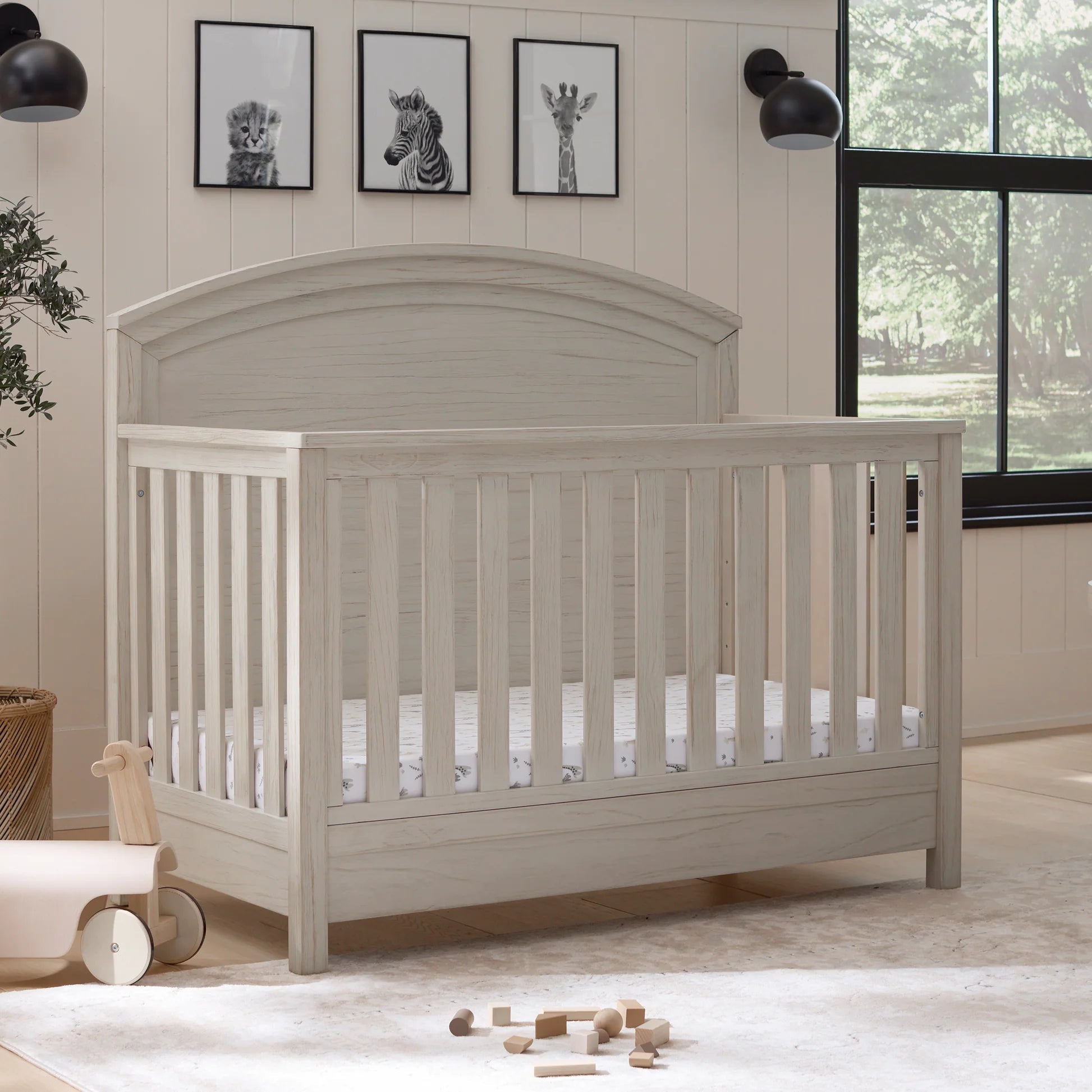 Monogram Hemsted 4-in-1 Convertible Crib - White Driftwood-MONOGRAM-Little Giant Kidz