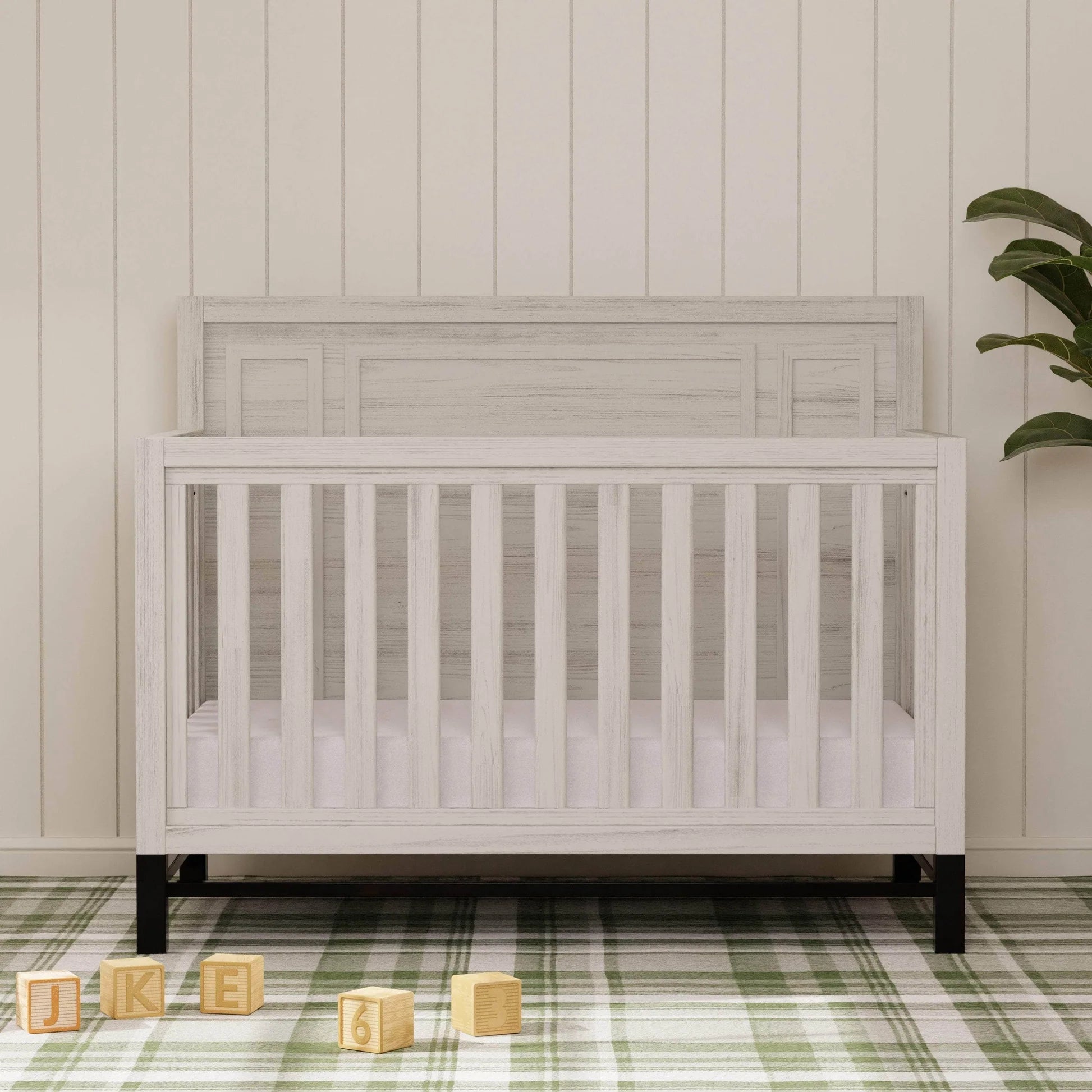 Monogram Newbern 4-in-1 Convertible Crib - White Driftwood-MONOGRAM-Little Giant Kidz