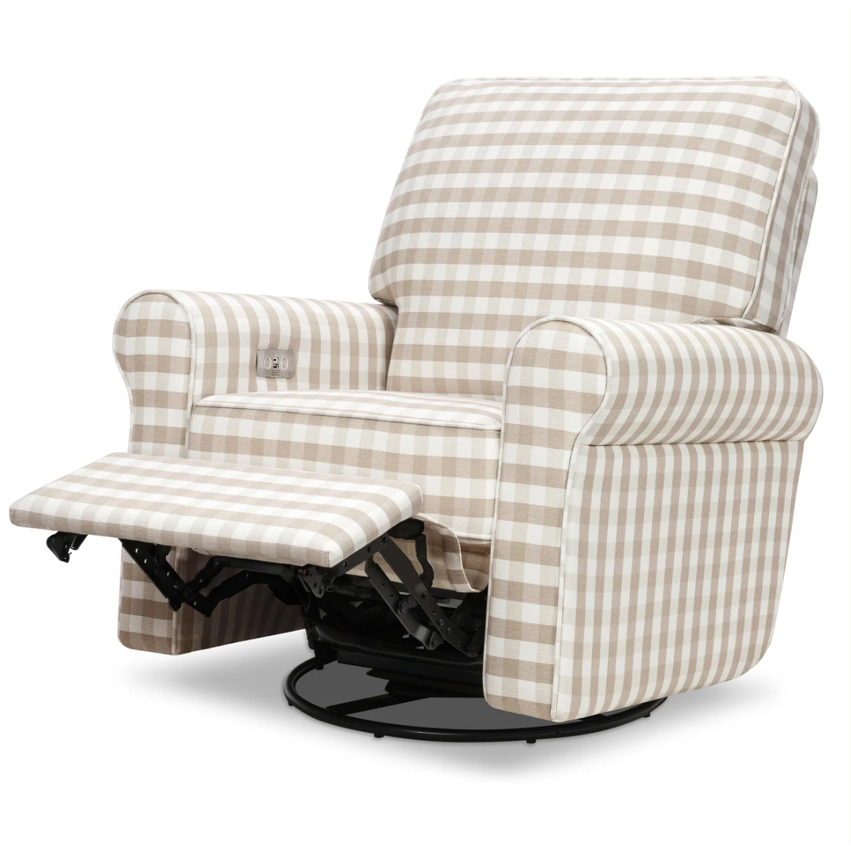 Monogram by Namesake Monroe Pillowback Power Recliner - Tan Gingham-MONOGRAM-Little Giant Kidz