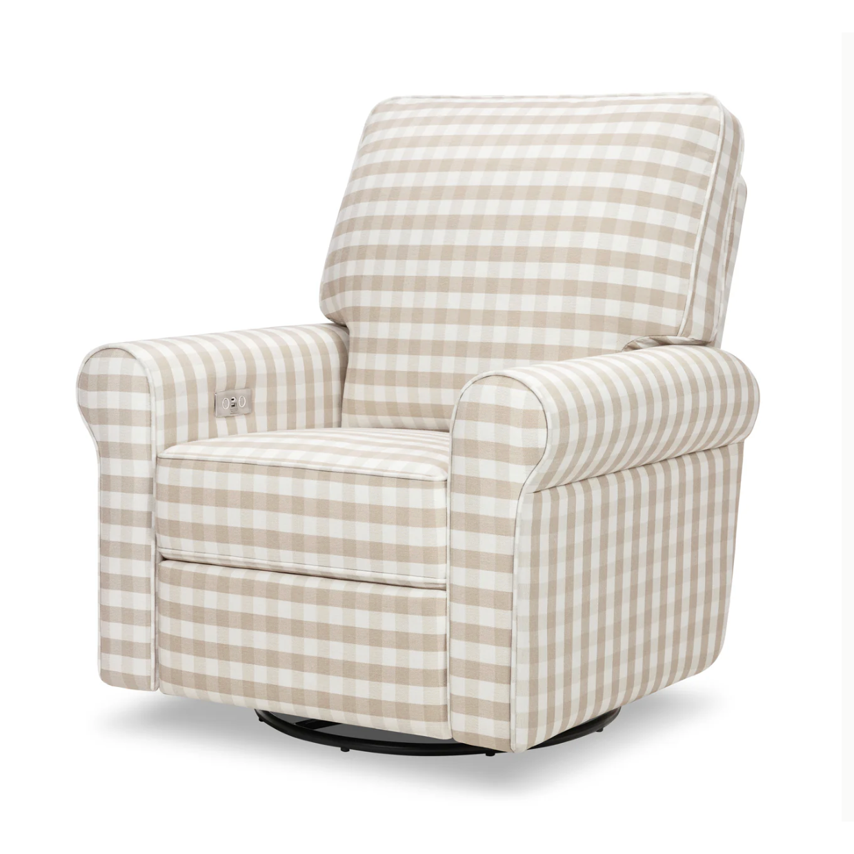 Monogram by Namesake Monroe Pillowback Power Recliner - Tan Gingham-MONOGRAM-Little Giant Kidz