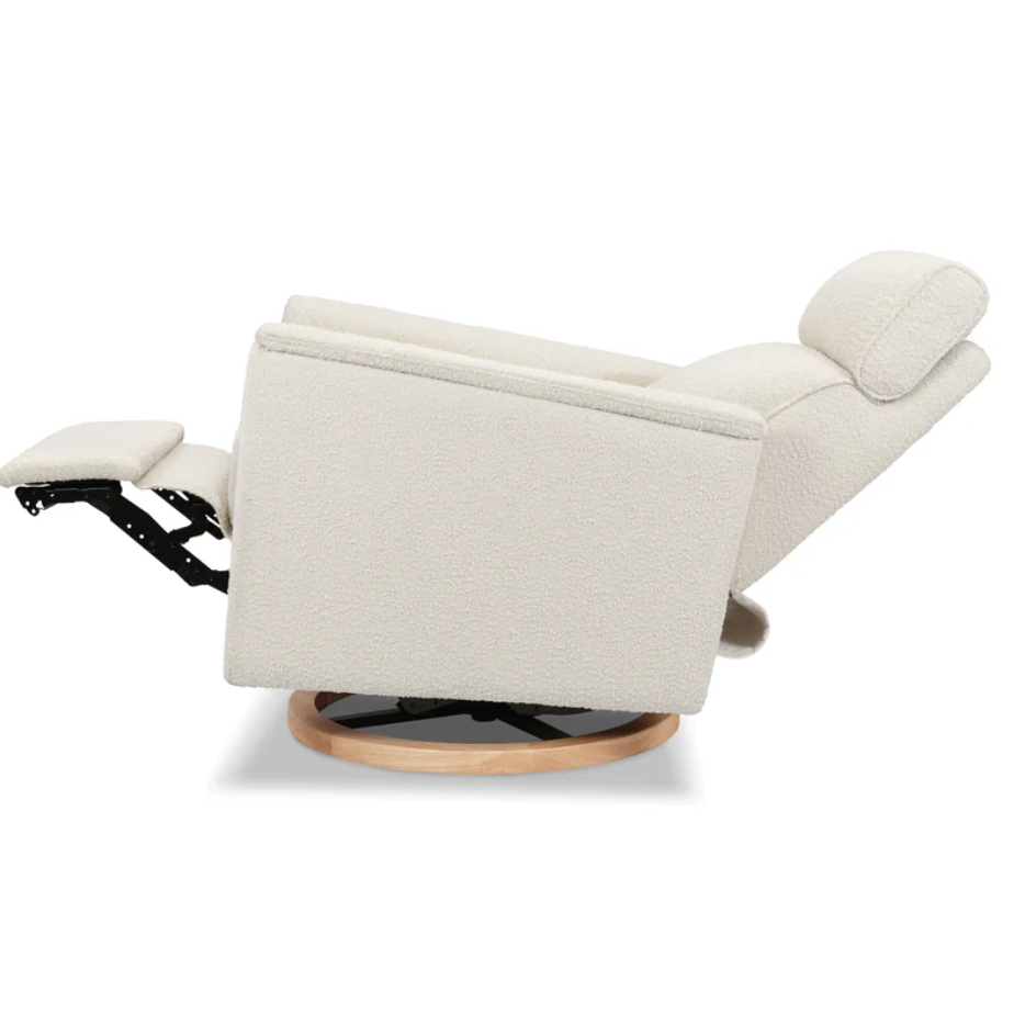 Monogram by Namesake Willa Plus Power Glider Recliner with Power Headrest - Ivory Boucle with Light Wood Base-MONOGRAM-Little Giant Kidz