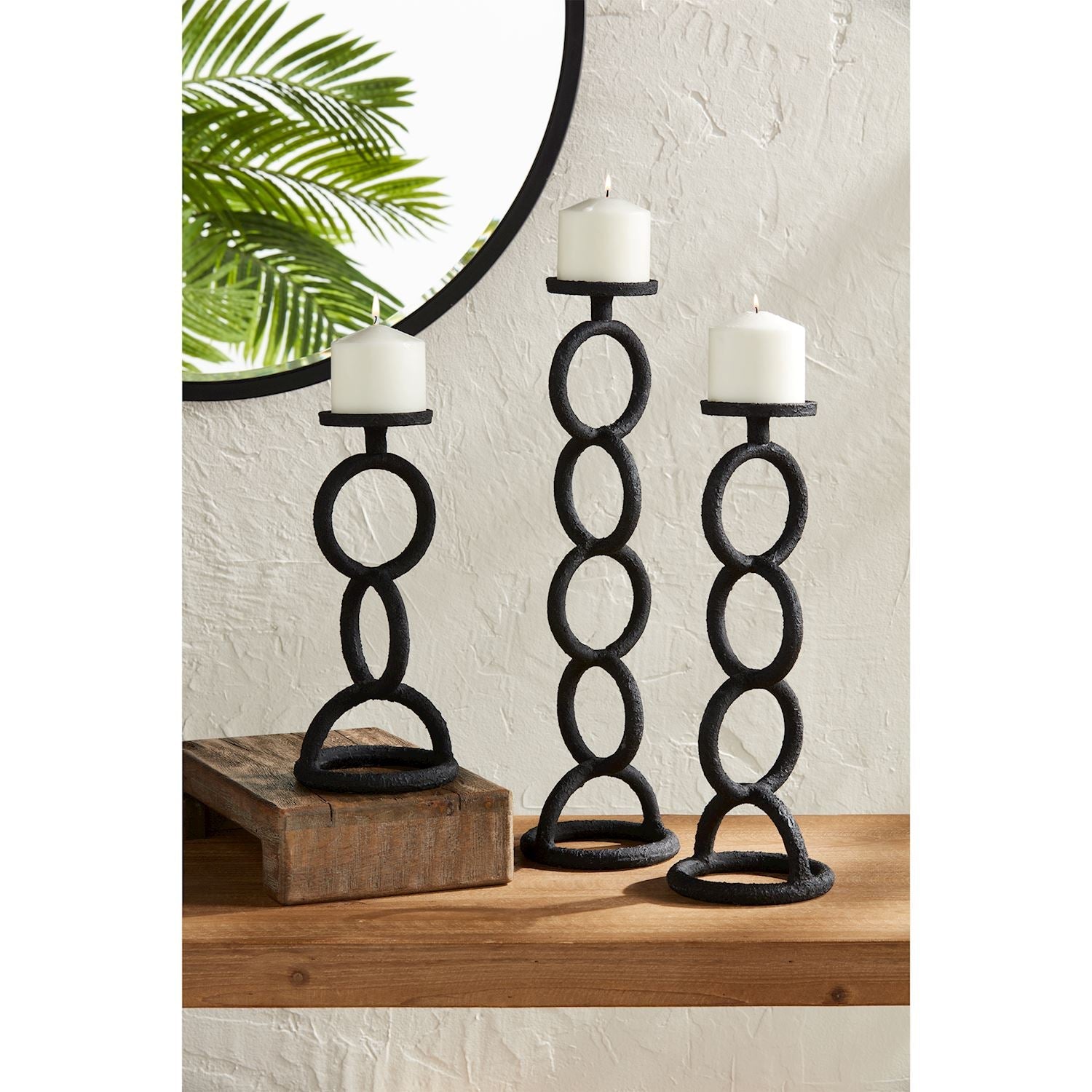 Mud Pie Black Chain Link Candlestick-MUD PIE-Little Giant Kidz