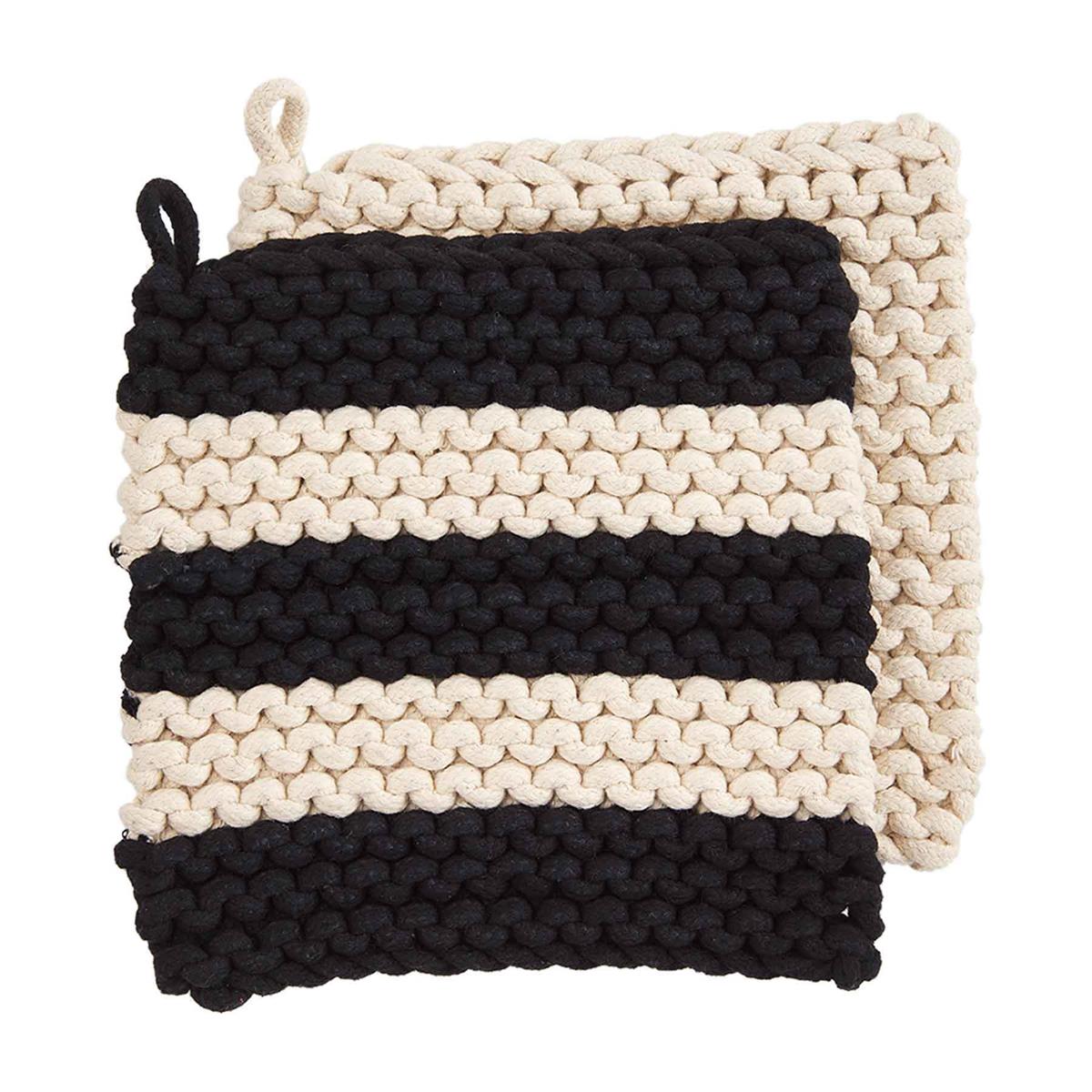 Mud Pie Black & Cream Crochet Pot Holders-MUD PIE-Little Giant Kidz