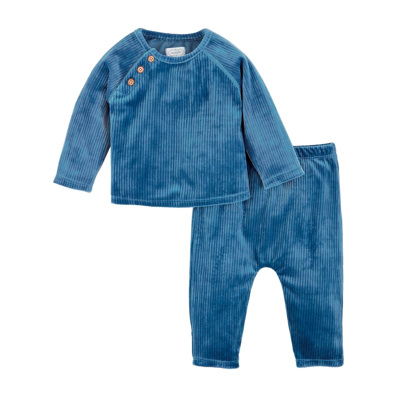 Mud Pie Blue Velour Pant Set-MUD PIE-Little Giant Kidz