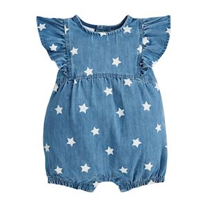 Mud Pie Denim Star Romper-MUD PIE-Little Giant Kidz