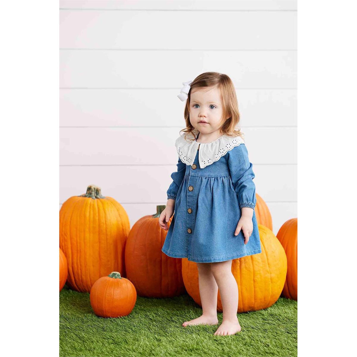 Mud Pie Eyelet Collar Denim Dress-MUD PIE-Little Giant Kidz