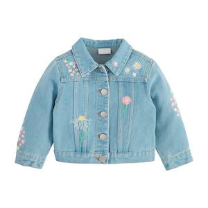 Mud Pie Floral Embordary Denim Jacket-MUD PIE-Little Giant Kidz