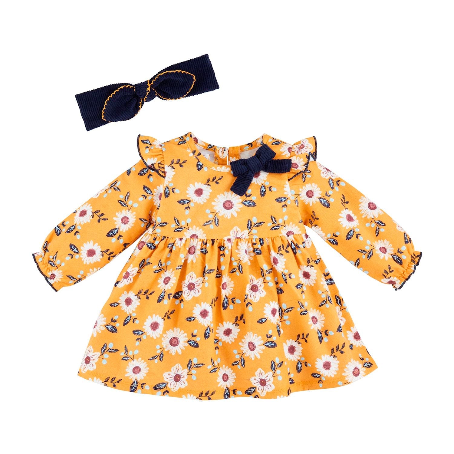 Mud Pie Flower Flannel Dress & Headband Set-MUD PIE-Little Giant Kidz