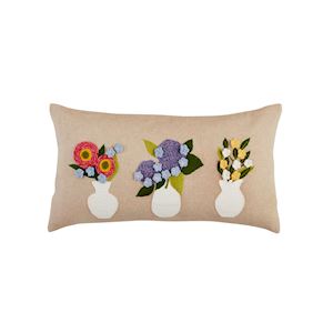 Mud Pie Lumber Flower Vase Embroidery Pillow-MUD PIE-Little Giant Kidz