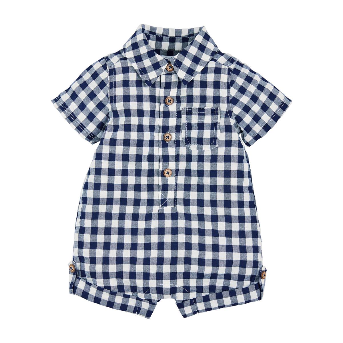 Mud Pie Navy Gingham Shortall-MUD PIE-Little Giant Kidz