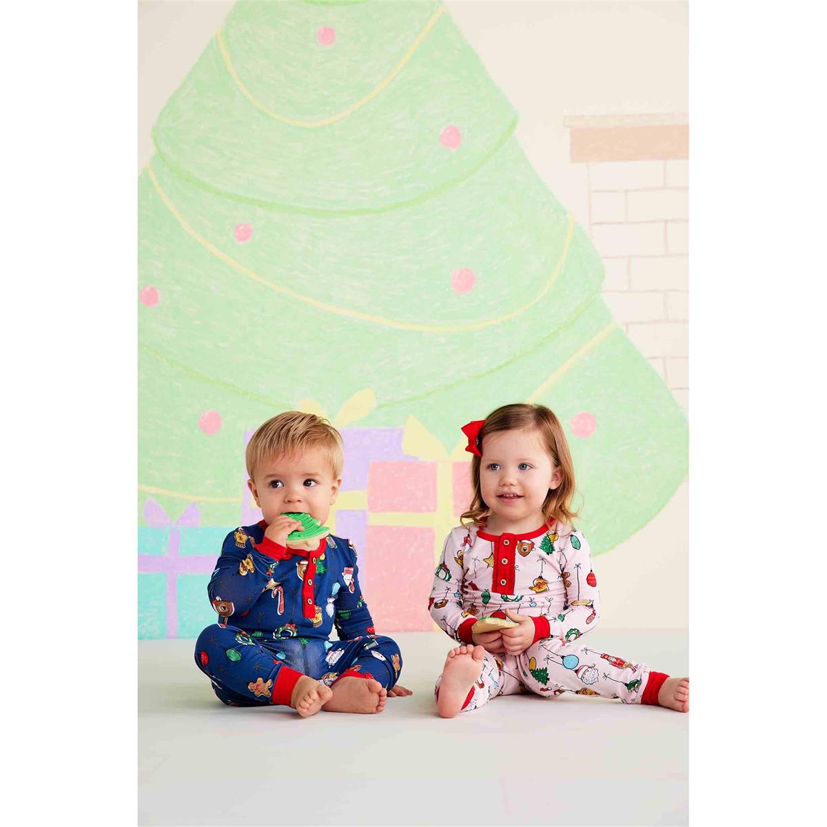 Mud Pie Navy Ornament Pajama Set-MUD PIE-Little Giant Kidz