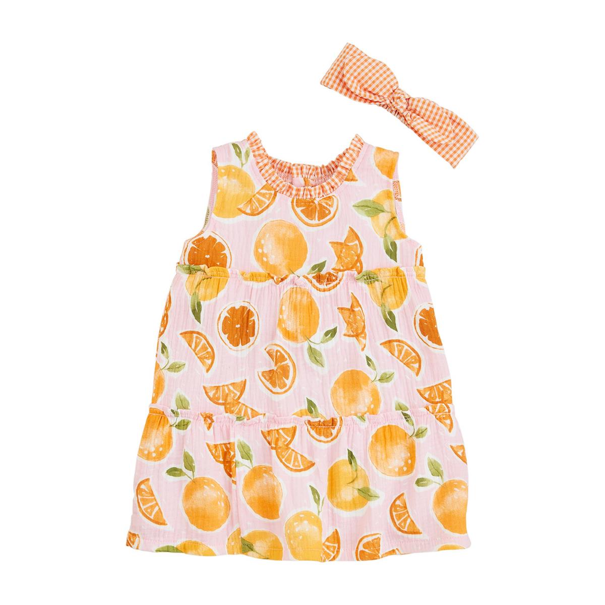 Mud Pie Orange Dress & Headband Set-MUD PIE-Little Giant Kidz