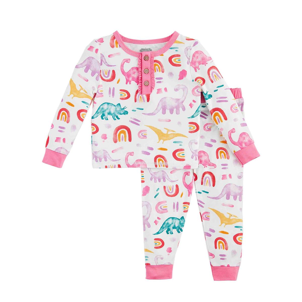 Mud Pie Pink Dino Pajama Set-MUD PIE-Little Giant Kidz