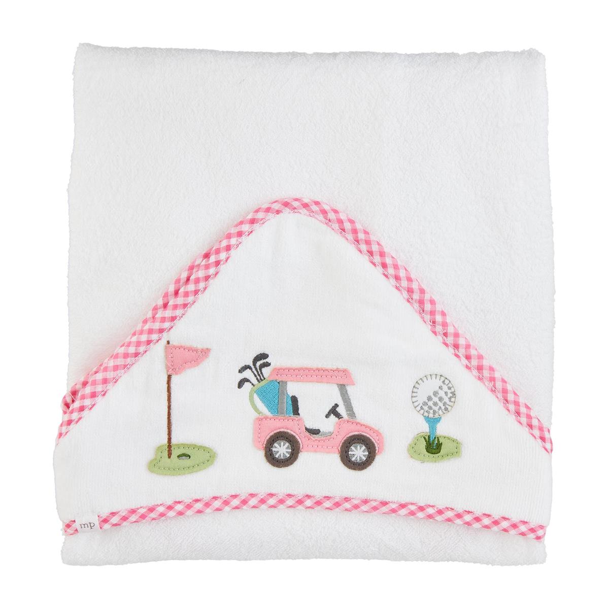 Mud Pie Pink Golf Applique Hooded Towel-MUD PIE-Little Giant Kidz