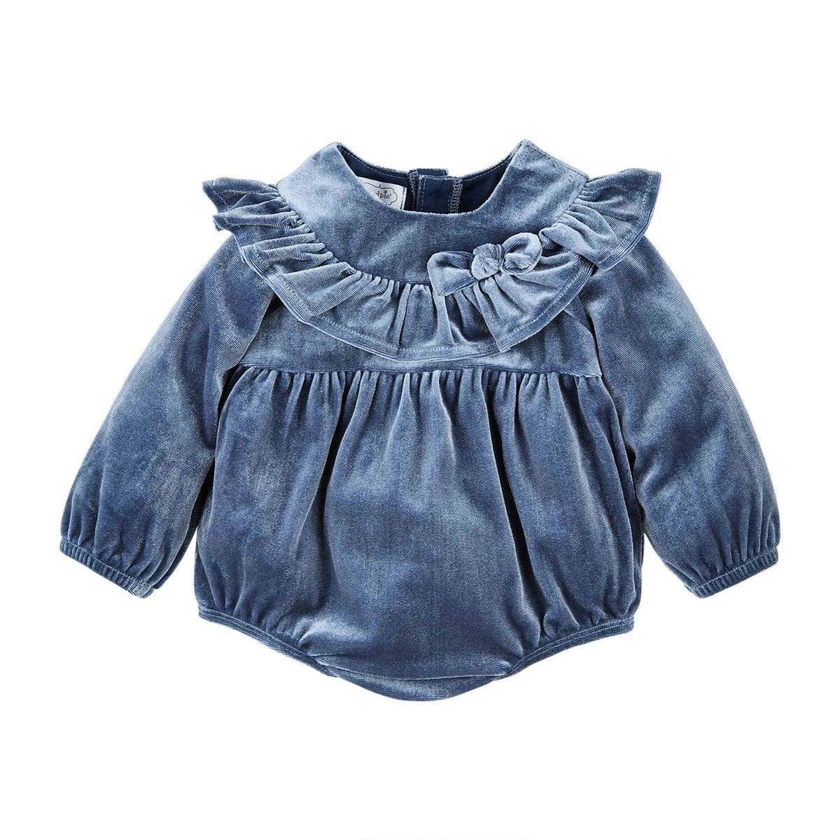 Mud Pie Ruffle Blue Velvet Bubble-MUD PIE-Little Giant Kidz