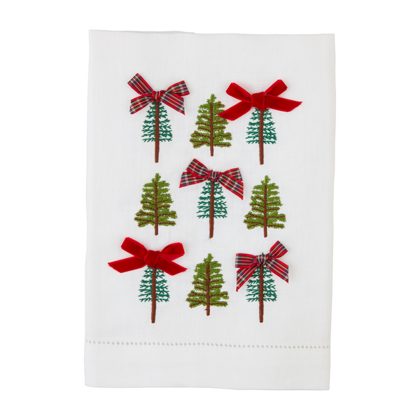 Mud Pie Tree Repeat Embroidered Bow Towel-MUD PIE-Little Giant Kidz