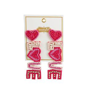 Mud Pie Valentine Beaded Earrings-MUD PIE-Little Giant Kidz