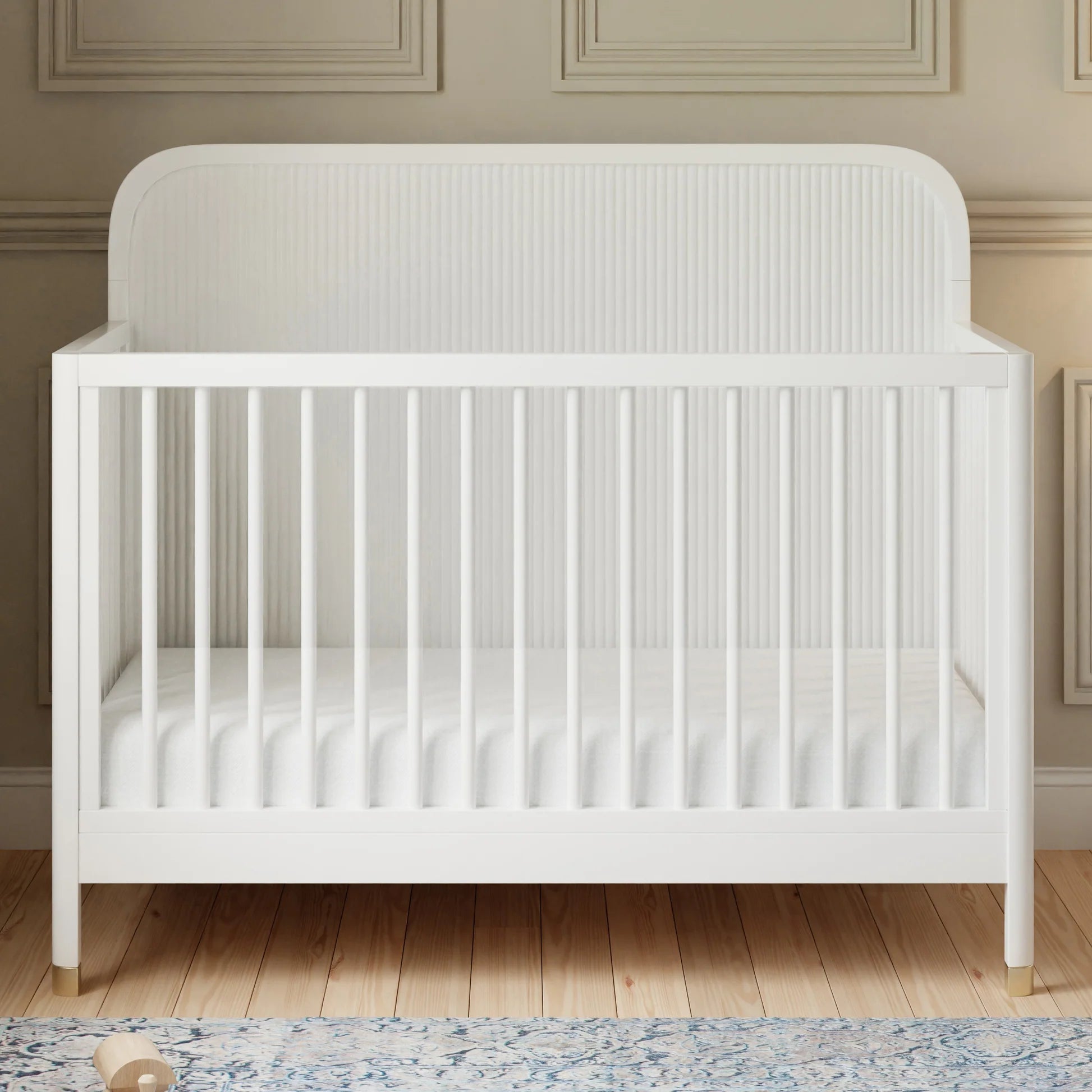 Namesake Brimsley Tambour 4-in-1 Convertible Crib - Warm White-NAMESAKE-Little Giant Kidz