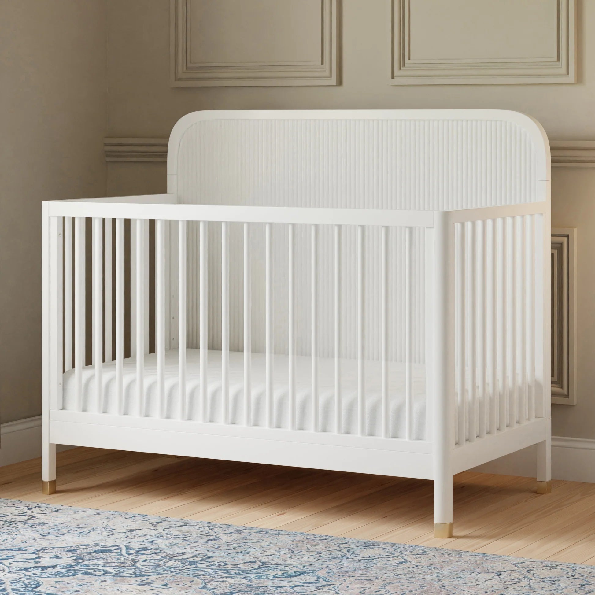 Namesake Brimsley Tambour 4-in-1 Convertible Crib - Warm White-NAMESAKE-Little Giant Kidz