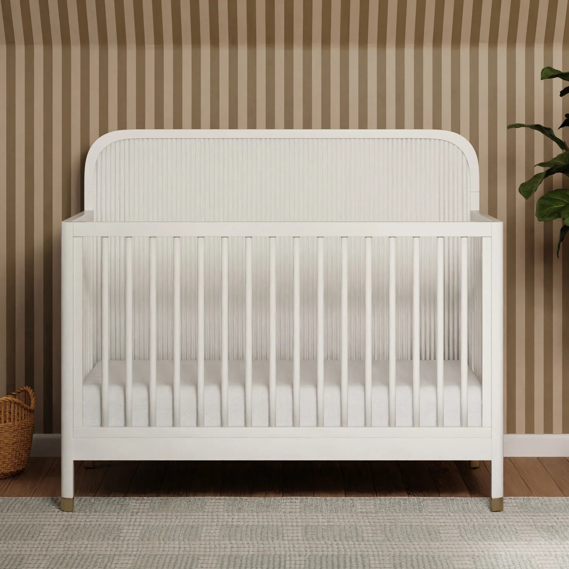 Namesake Brimsley Tambour 4-in-1 Convertible Crib - Warm White-NAMESAKE-Little Giant Kidz