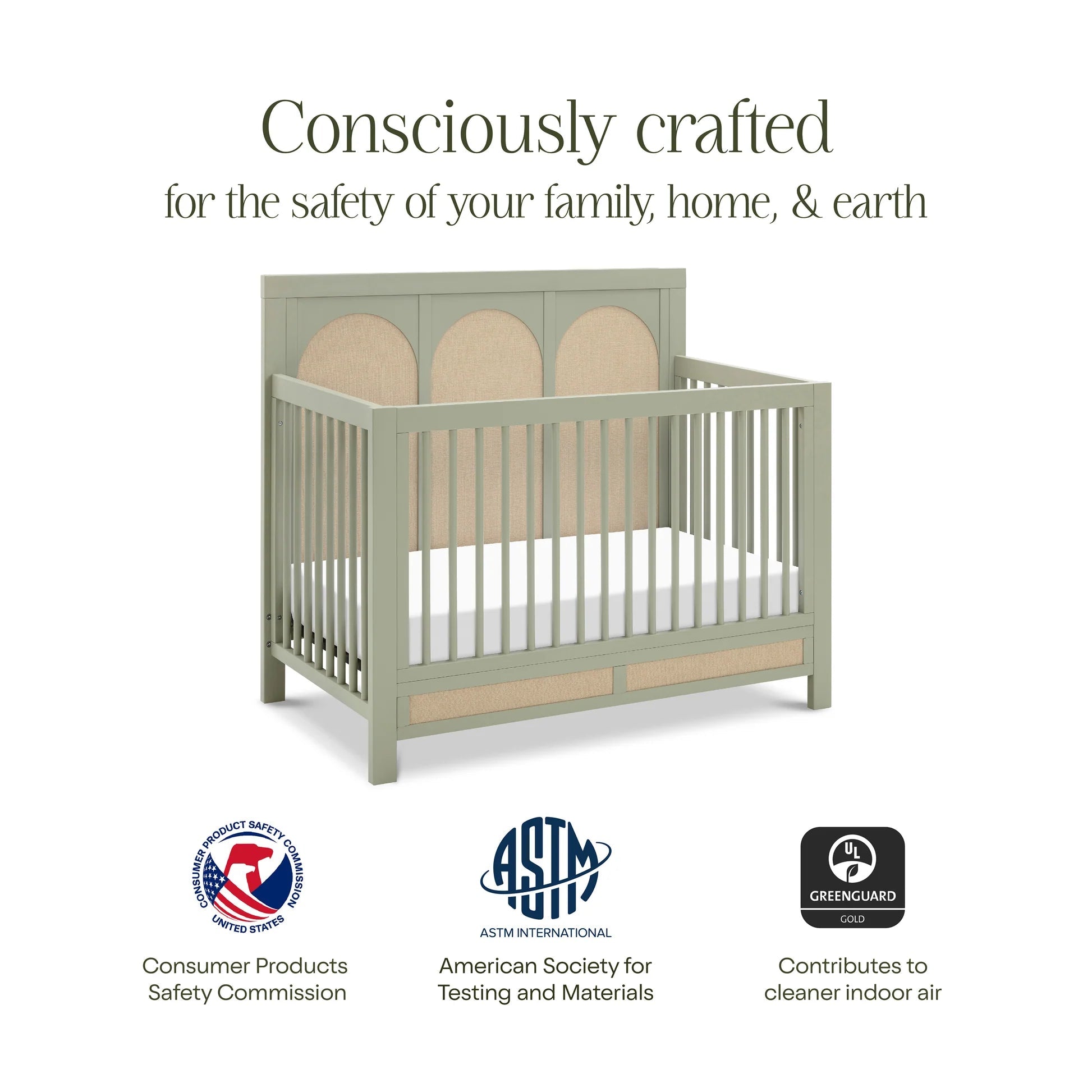 Namesake Eloise 4-in-1 Convertible Crib - French Sage & Performance Sand Eco-Weave-NAMESAKE-Little Giant Kidz