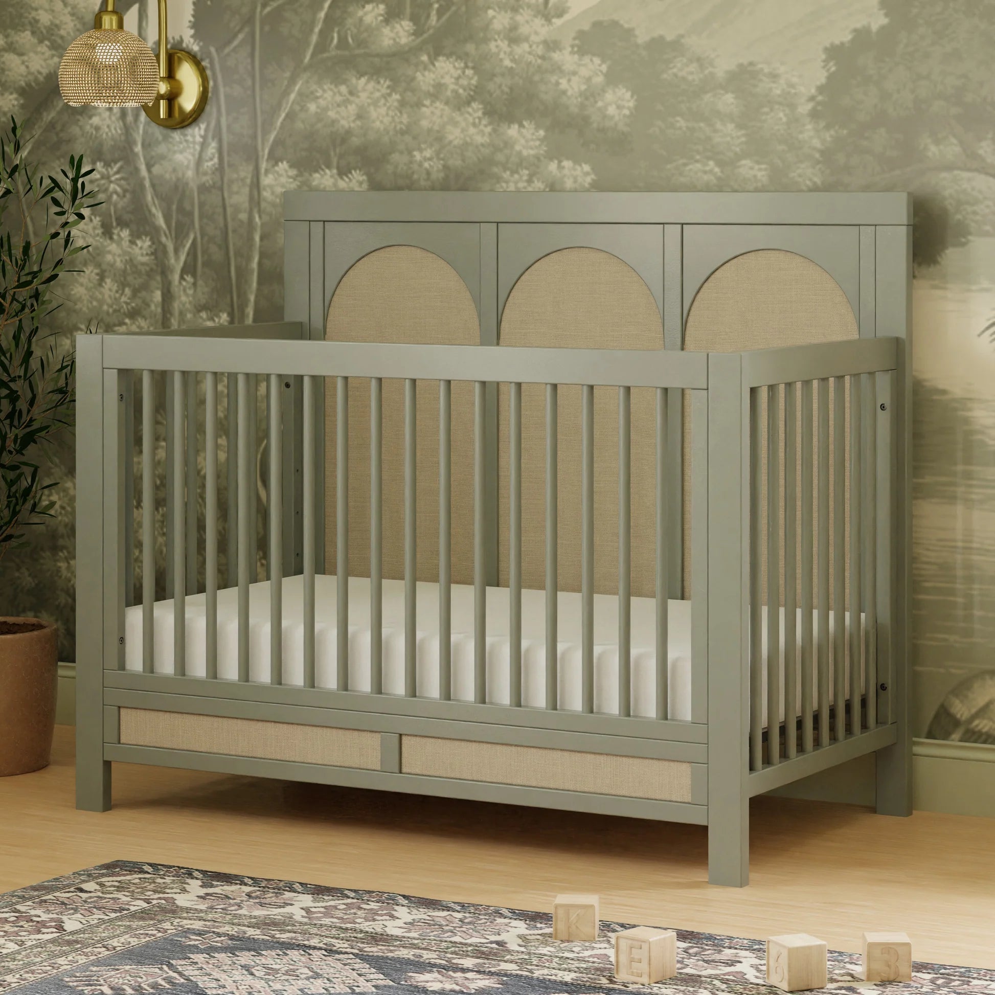 Namesake Eloise 4-in-1 Convertible Crib - French Sage & Performance Sand Eco-Weave-NAMESAKE-Little Giant Kidz