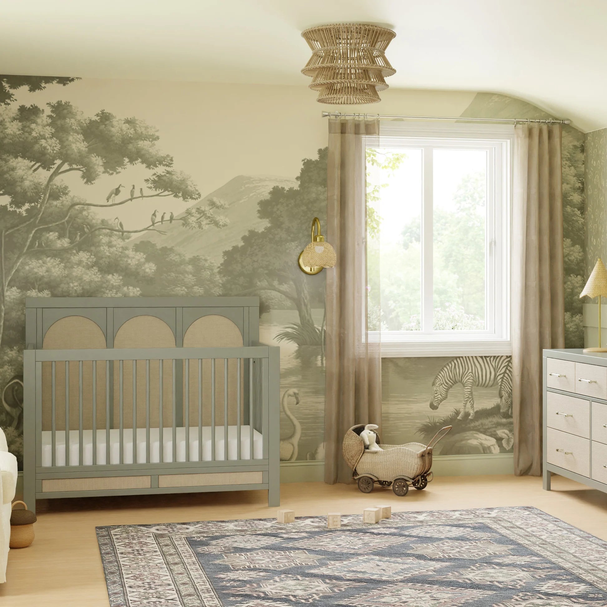 Namesake Eloise 4-in-1 Convertible Crib - French Sage & Performance Sand Eco-Weave-NAMESAKE-Little Giant Kidz