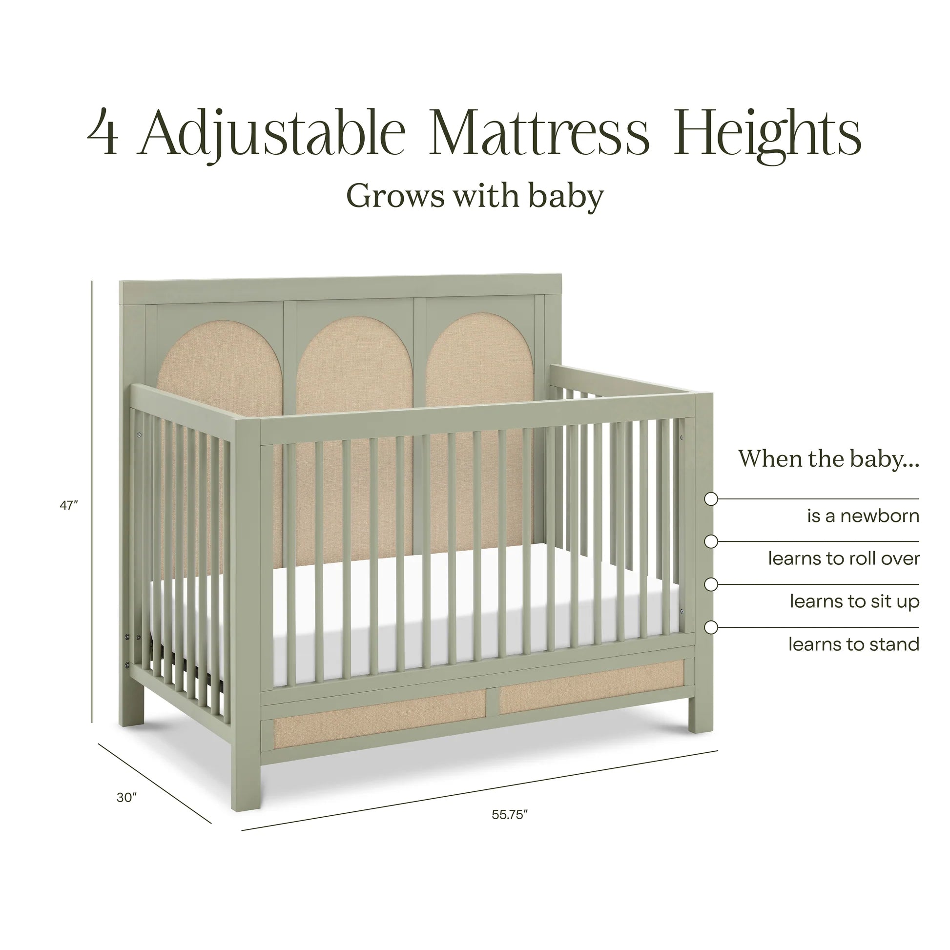 Namesake Eloise 4-in-1 Convertible Crib - French Sage & Performance Sand Eco-Weave-NAMESAKE-Little Giant Kidz